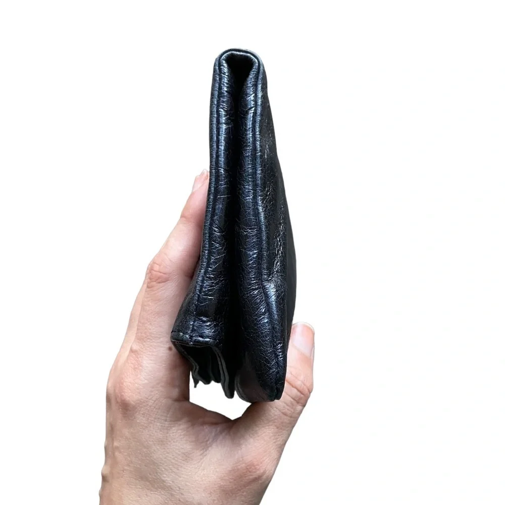 HOBO International Foldover Bow Black Leather Clutch